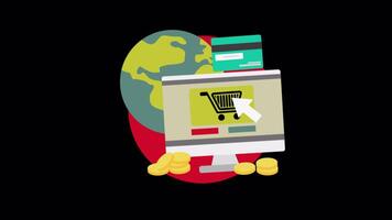 You Can Buy Whatever You Want Online With E-commerce On Alpha Channel 2D Cartoon Animation video