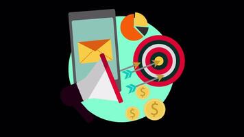All Products Are Shipped Quickly Via Mobile Marketing On Alpha Channel 2D Cartoon Animation video