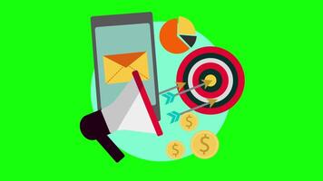 All Products Are Shipped Quickly Via Mobile Marketing On Greenscreen Background 2D Cartoon Animation video