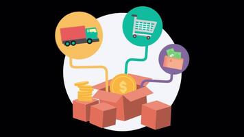 All Your Products Will Be Delivered To Anywhere In The World On Alpha Channel 2D Cartoon Animation video
