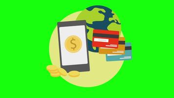 You Can Make Your Payments Quickly Using Mobile Banking On Greenscreen Background 2D Cartoon Animation video