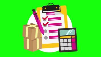 All Products In The Product List Are Checked And Shipped On Greenscreen Background 2D Cartoon Animation video