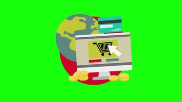You Can Buy Whatever You Want Online With E-commerce On Greenscreen Background 2D Cartoon Animation video