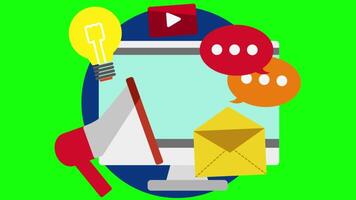 Concept of Seo Optimization for website and mobile website On Greenscreen Background 2D Cartoon Animation video
