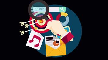 SEO Search Engine Optimization Process 2D Cartoon Animation On Alpha Channel video
