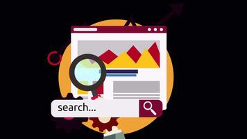 Flat Design Statistical And Data Analysis For Business Finance Investment On Alpha Channel 2D Cartoon Animation video