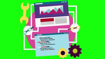 SEO Link Building as Search Engine Optimization 2D Cartoon Animation On Greenscreen video