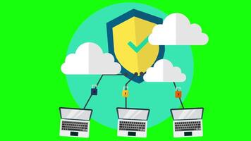 Protect Yourself From Viruses By Ensuring Network Security 2D Cartoon Animation On Greenscreen video