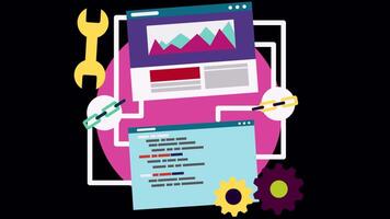 SEO Link Building as Search Engine Optimization 2D Cartoon Animation On Alpha Channel video