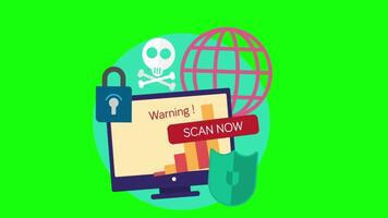 protegendo você mesmo a partir de vírus de garantindo Internet segurança 2d desenho animado animação em tela verde video