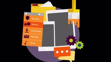 Mobile UIUX Development Design Concept On Alpha Channel 2D Cartoon Animation video