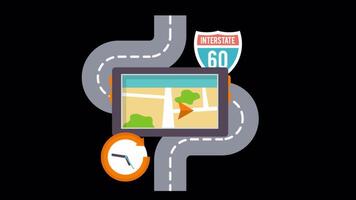Satellite Navigation System 2D Cartoon Animation On Alpha Channel video