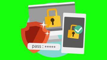 Internet Security And Virus Protection Icons Animation On Greenscreen Background 2D Cartoon Animation video