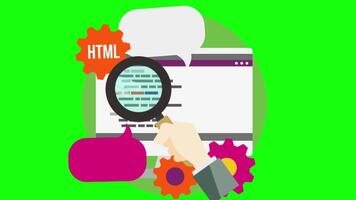 SEO Header Tags Concept, Website Structure 2D Cartoon Animation On Greenscreen video