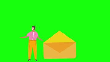 Man Working In The Office Message Is Empty On Greenscreen Background 2D Cartoon Animation video