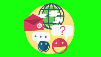 Notify Anyone Around The World Via Online Messaging On Greenscreen Background 2D Cartoon Animation video
