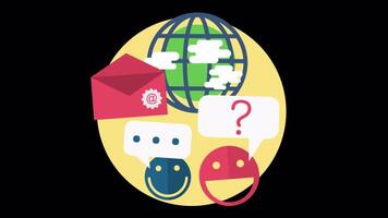 Notify Anyone Around The World Via Online Messaging On Alpha Channel 2D Cartoon Animation video