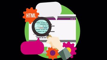 SEO Header Tags Concept, Website Structure 2D Cartoon Animation On Alpha Channel video