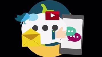 Manage Your Business Anywhere In The World Via Social Media On Alpha Channel 2D Cartoon Animation video