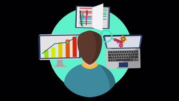 Your Information Is Safer With The Help Of The Analysis System 2D Cartoon Animation On Alpha Channel video