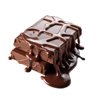 Dark chocolate bar melted isolated on transparent background png