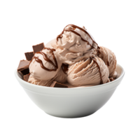 Delicious Bowl of Chocolate Ice Cream isolated on transparent background png
