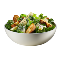 Delicious Caesar salad in a white bowl isolated on transparent background png