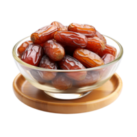 Dried dates in a bowl isolated on transparent background png