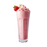 Glass of strawberry milkshake isolated on transparent background png