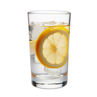 Glass of water with lemon and ice isolated on transparent background png