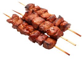 Grilled pork meat on a stick isolated on transparent background png