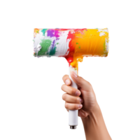 Hand holding a Paint roller isolated on transparent background png