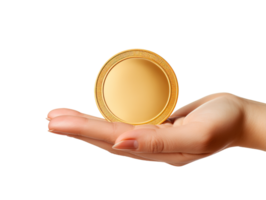 Hand With Gold Coin isolated on transparent background png