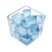Ice cube in glass bowl isolated on transparent background png