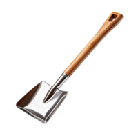 Metal shovel with wooden handle isolated on transparent background png