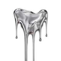 melted silver dripping isolated on transparent background png