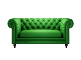 Modern green sofa isolated on transparent background png