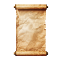 Old paper scroll isolated on transparent background png
