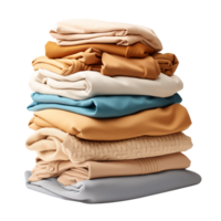Pile of clean t-shirts and sweaters isolated on transparent background png