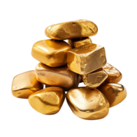 pile of gold stones isolated on transparent background png