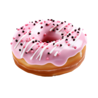 Pink donut with marshmallows isolated on transparent background png