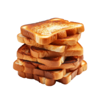 Pile of toasted bread slices isolated on transparent background png