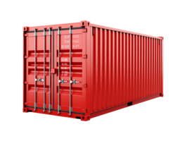 Red cargo container isolated on transparent background png