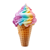 Rainbow ice cream cone isolated on transparent background png