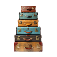 Stack of Old suitcases isolated on transparent background png