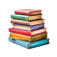 Stack of colored study books isolated on transparent background png