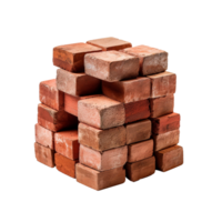Stack of red bricks isolated on transparent background png