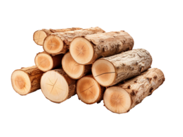 Stack of logs isolated on transparent background png
