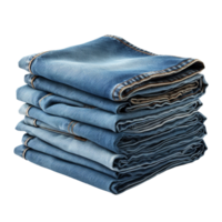 Stack of denim jeans isolated on transparent background png