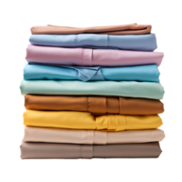 Stack of colorful folded shirts isolated on transparent background png